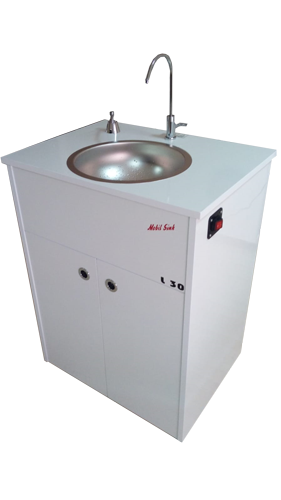 L-30 L-30 seyyar lavabo önden görünüm, tekerlekli taşınabilir tasarım